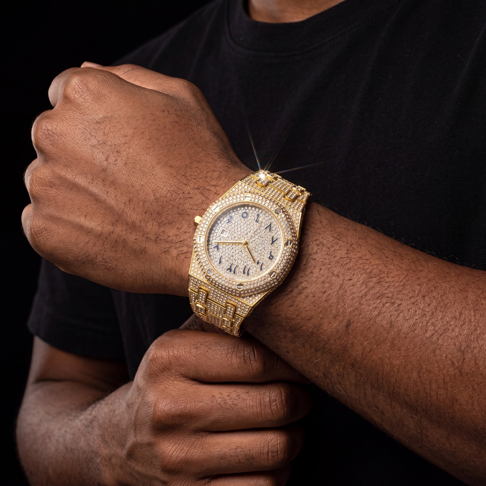 Iced Arabic Numeral Octagonal Watch - Different Drips