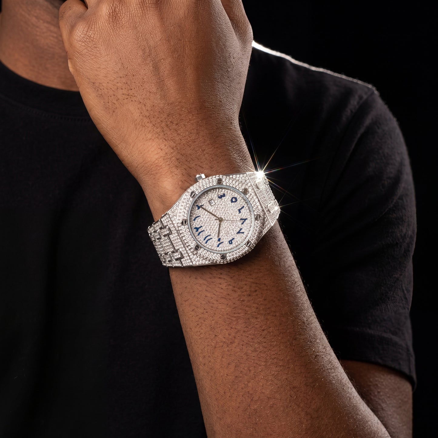 Iced Arabic Numeral Octagonal Watch - Different Drips