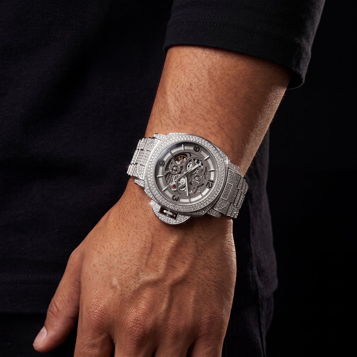 Automatic Skeleton Gold Pave Watch - Different Drips