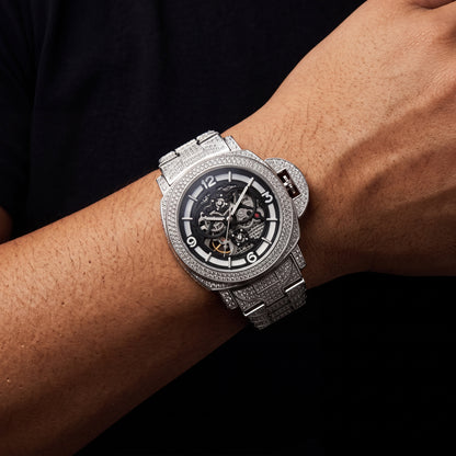 Automatic Skeleton Gold Pave Watch - Different Drips