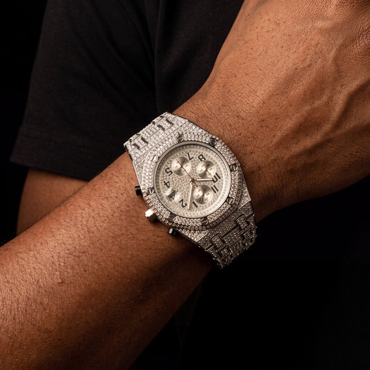 Iced Chronograph Screw Head Watch - Different Drips
