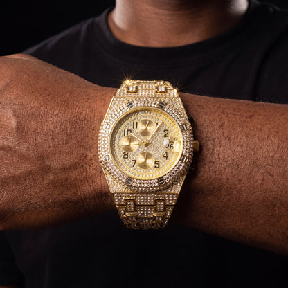 Iced Chronograph Screw Head Watch - Different Drips