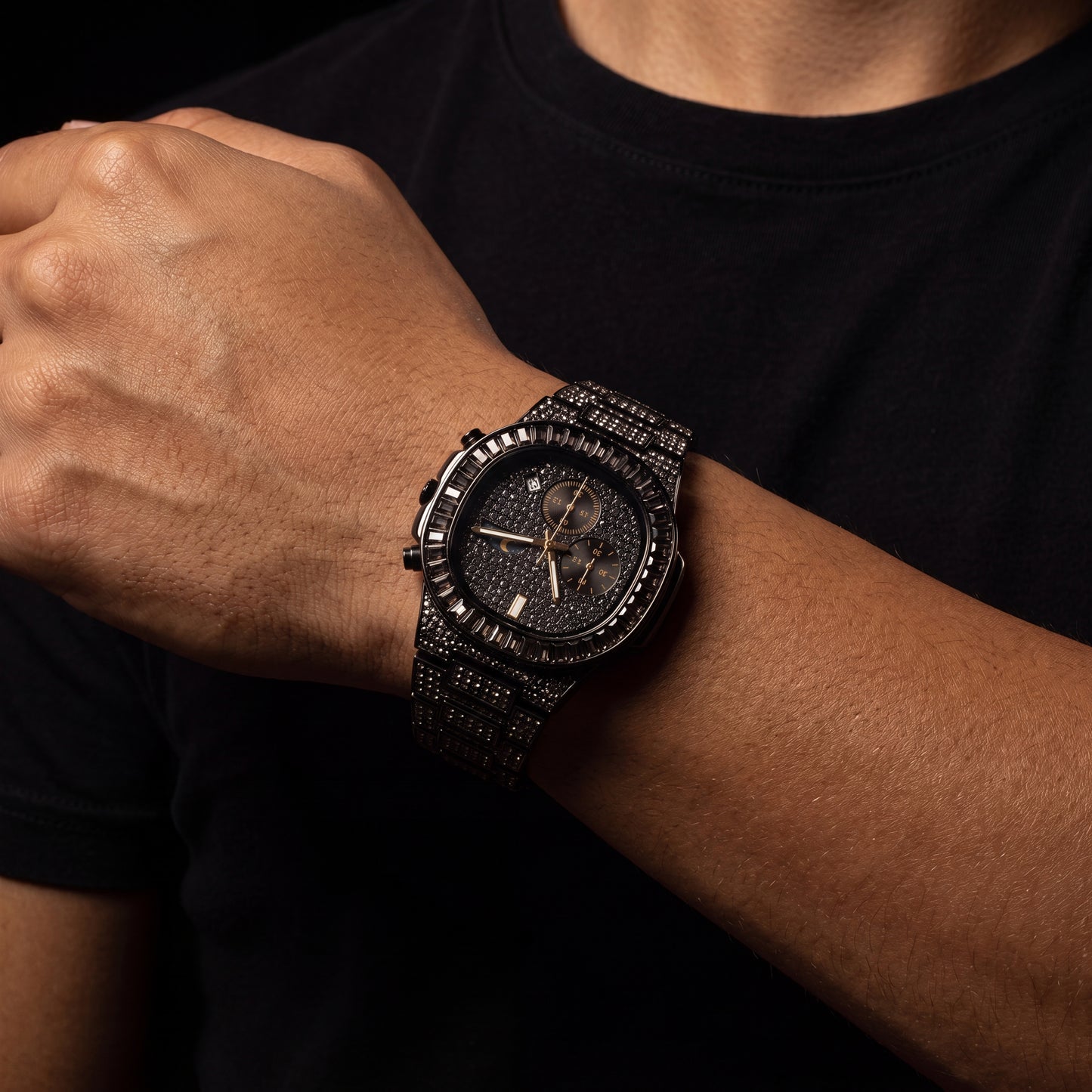 Iced Baguette Sun & Moon Chronograph Watch - Different Drips