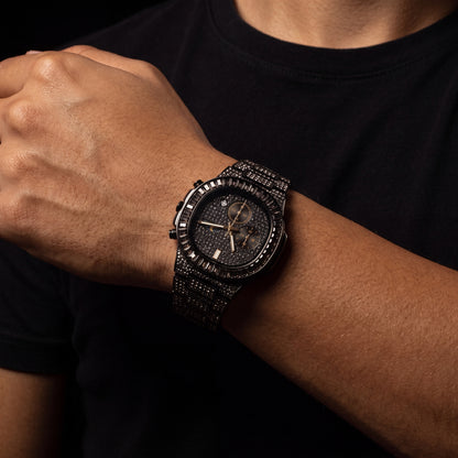 Iced Baguette Sun & Moon Chronograph Watch - Different Drips
