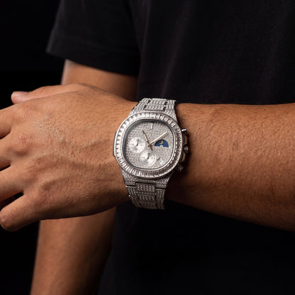 Iced Baguette Sun & Moon Chronograph Watch - Different Drips