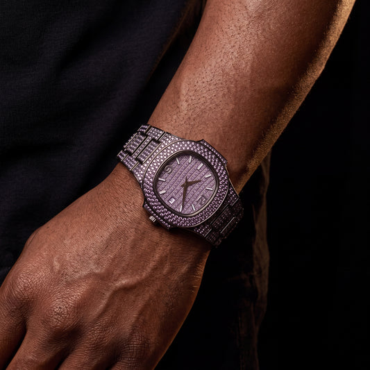 Bust Down Pink Cushion Case Watch with Date Window - Different Drips