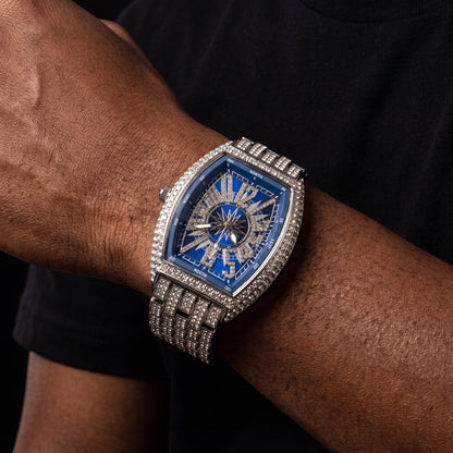 Iced Tonneau Shaped Compass Watch - Different Drips