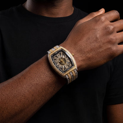 Iced Tonneau Shaped Compass Watch - Different Drips