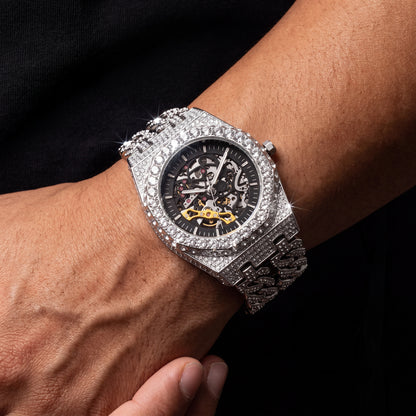 Iced Out Cuban Link Skeleton Watch - Different Drips