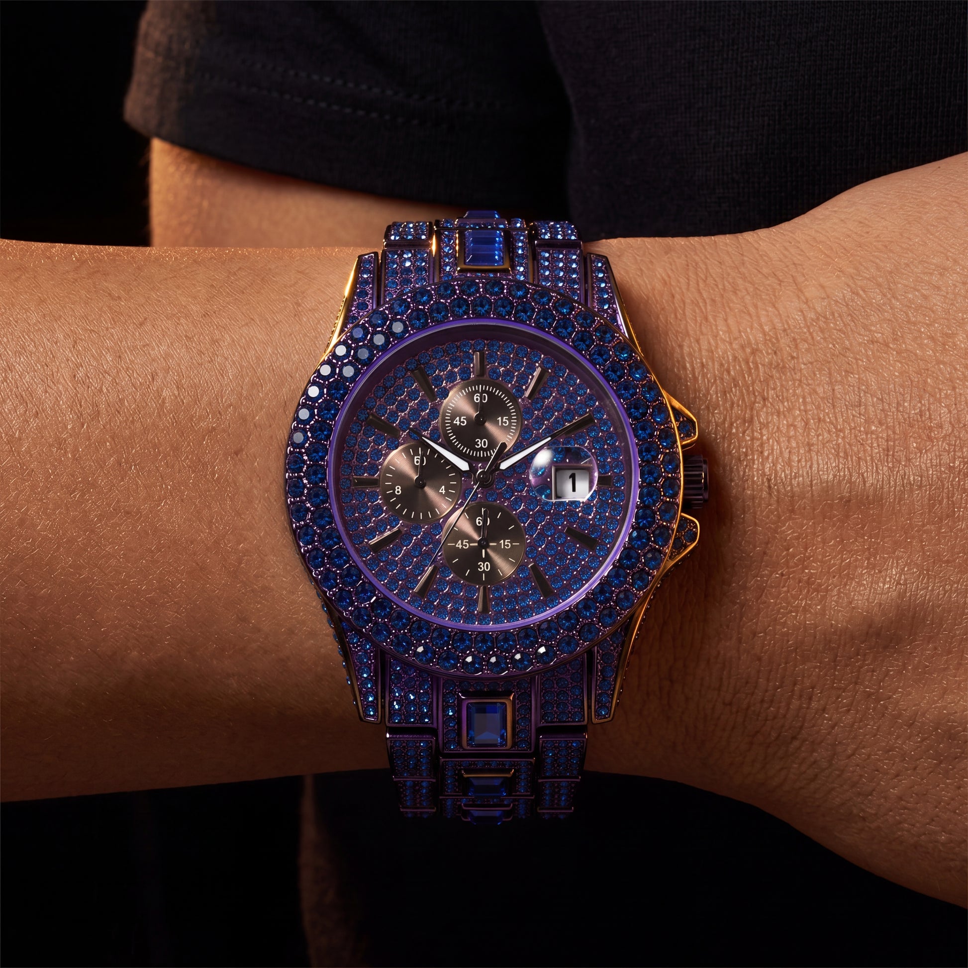 Bust Down Chronograph Date Watch - Different Drips