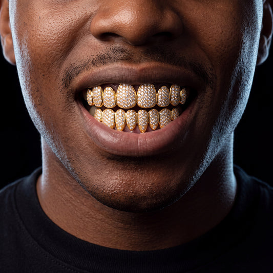 Iced Out Yellow Gold/White Gold Grillz - Different Drips