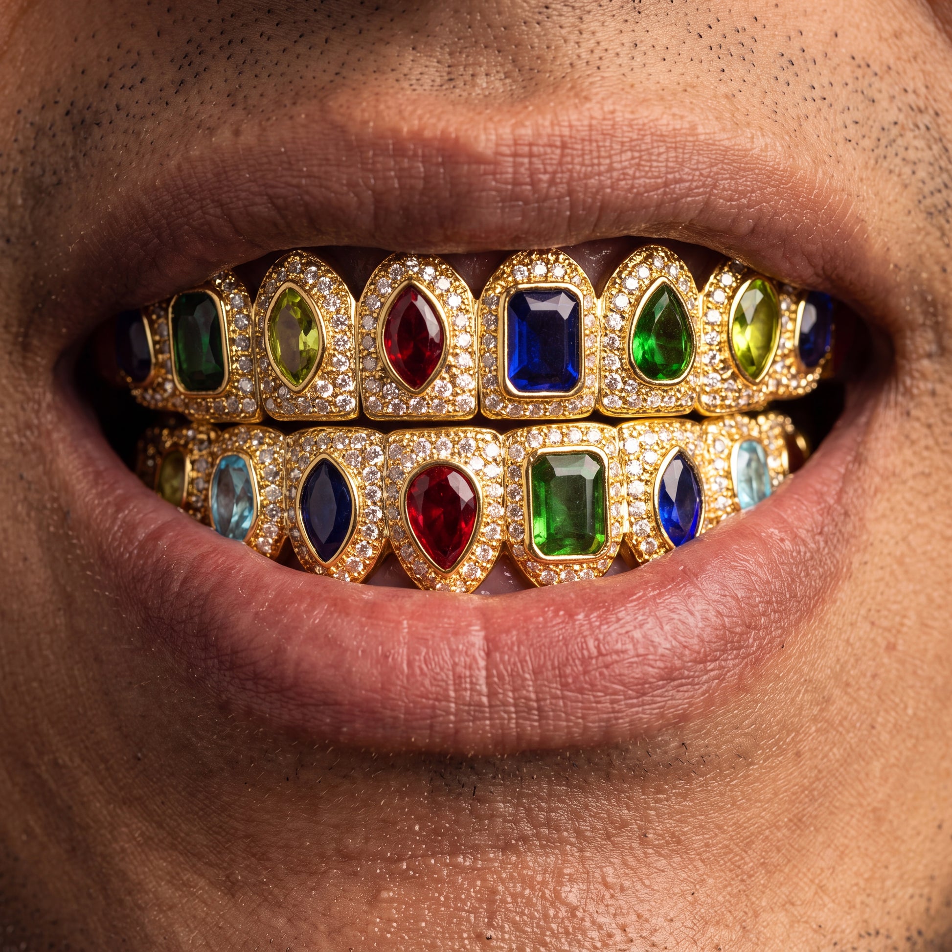 Gem Stationed Iced Pave Grillz - Different Drips