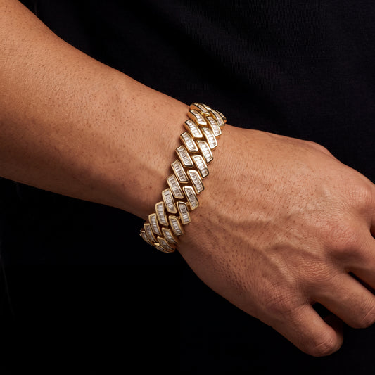 18mm Baguette Prong Cuban Link Bracelet - Different Drips