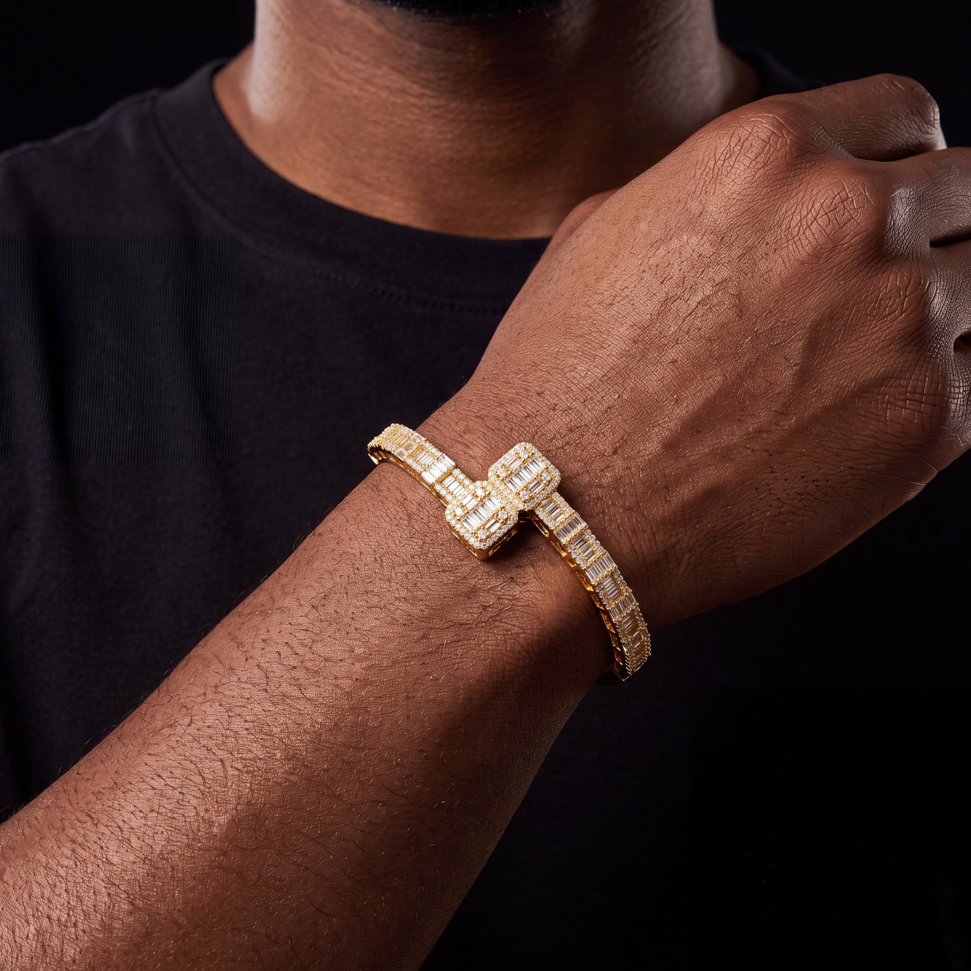 Iced Out Open Cuff Bangle Bracelet - Different Drips