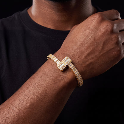 Iced Out Open Cuff Bangle Bracelet - Different Drips