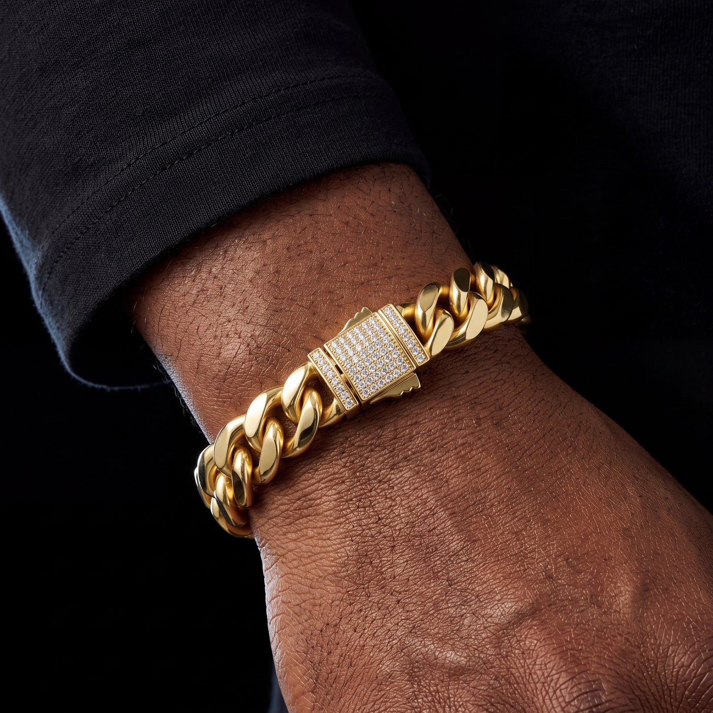 10-12mm Solid Iced Clasp Miami Cuban Bracelet - Different Drips