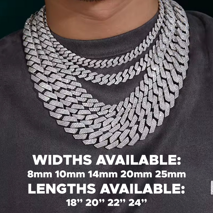 Moissanite Prong Cuban Chain 18k Gold (All Sizes) - Different Drips