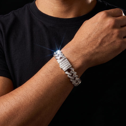 10mm Baguette Prong Cuban Link Bracelet - Different Drips