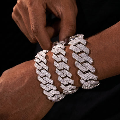 25mm S925 Moissanite Prong Cuban Bracelet - Different Drips