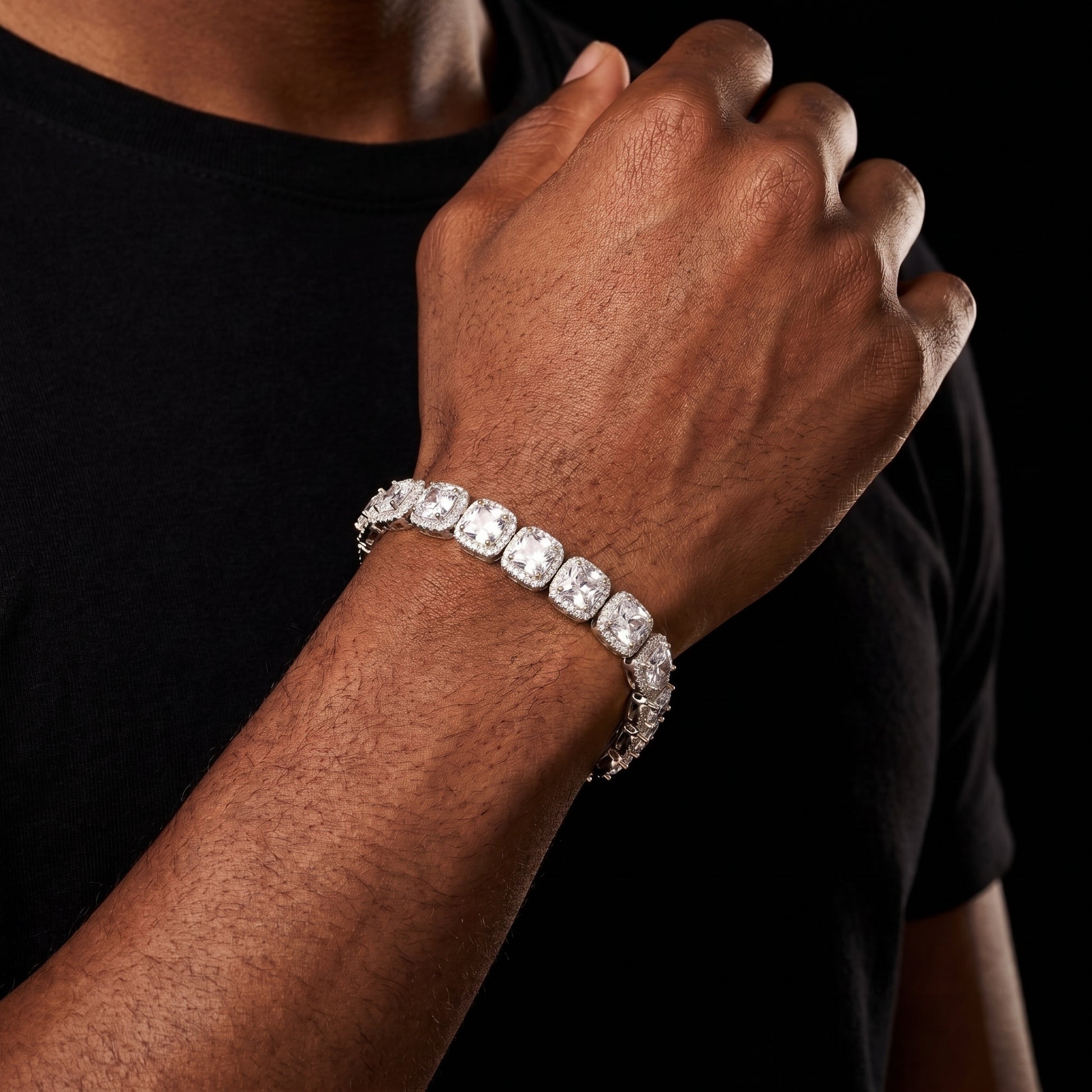 11mm Glacier Clustered Tennis Bracelet White Gold - Different Drips