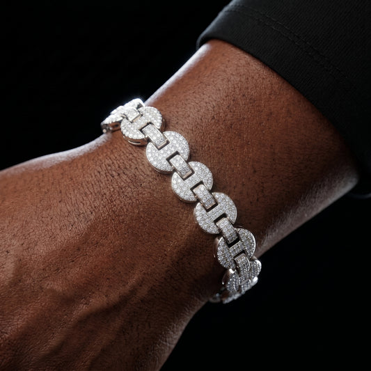 6-10mm Moissanite Iced Mariner-Link Bracelet - Different Drips