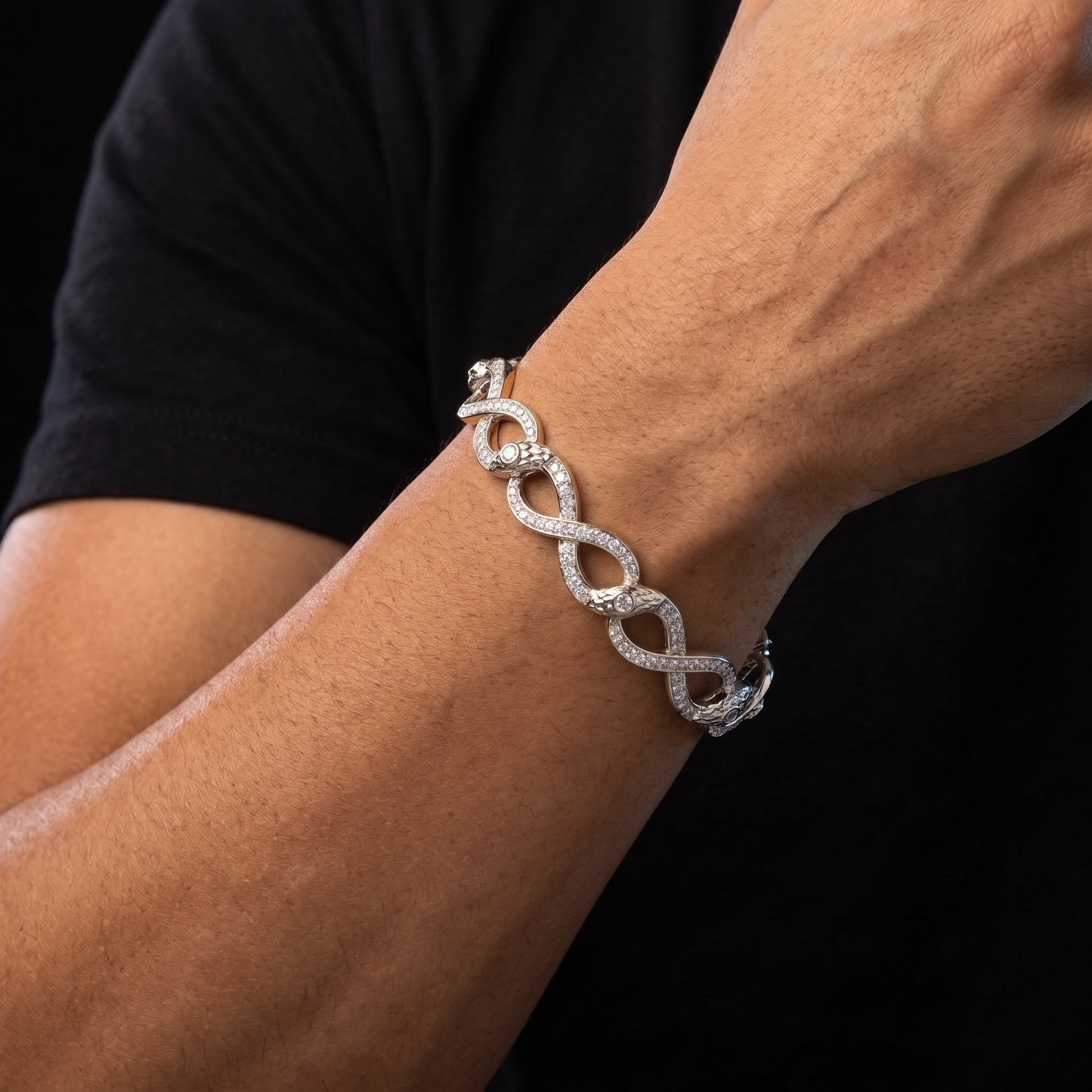 S925 Moissanite Diamond Slim Infinity Link Bracelet - Different Drips