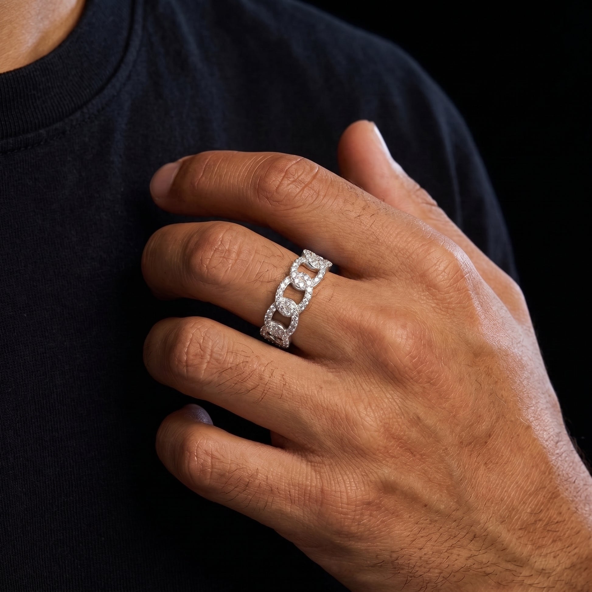 925 Sterling Silver Cuban Link Ring - Different Drips