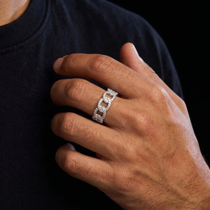 925 Sterling Silver Cuban Link Ring - Different Drips