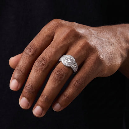 Moissanite Round Halo Engagement-Style Ring - Different Drips