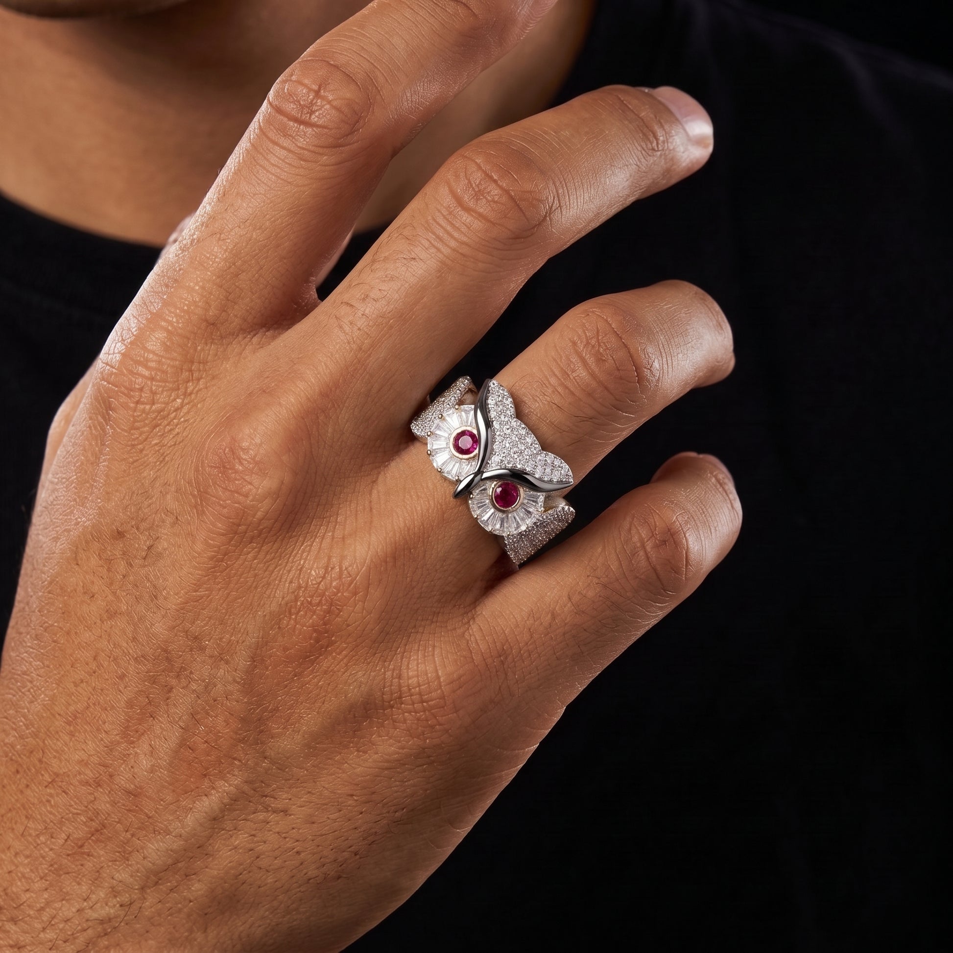 S925 Moissanite Diamond Owl Ring - Different Drips