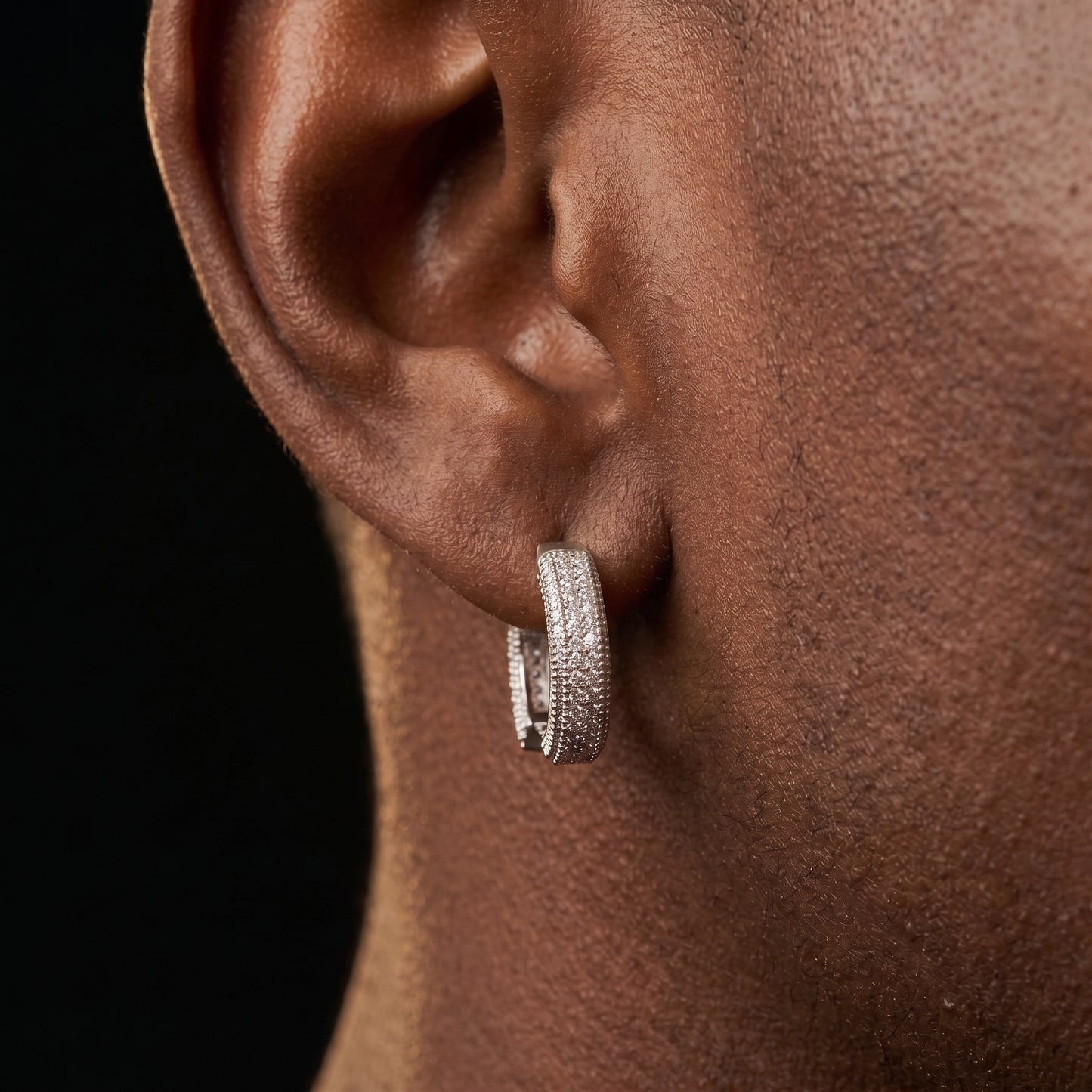 Iced Double Band Pave Hoop Earrings - Different Drips