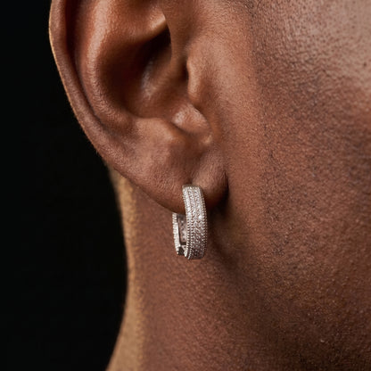 Iced Double Band Pave Hoop Earrings - Different Drips
