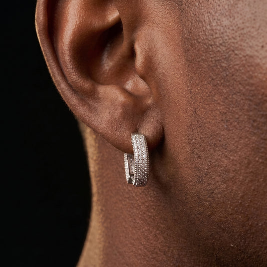 Iced Double Band Pave Hoop Earrings - Different Drips