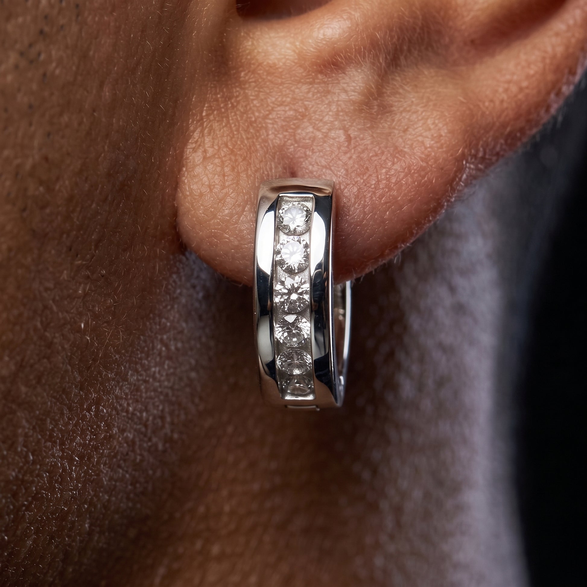Iced Black Hoop Earrings - Different Drips