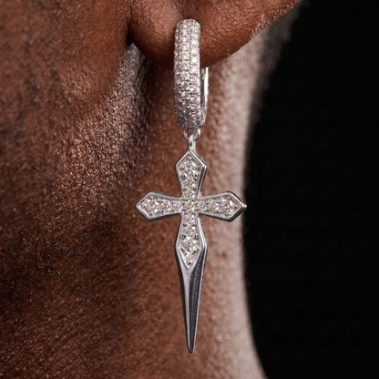 Iced Dripping Cross Hoop Earrings - Different Drips