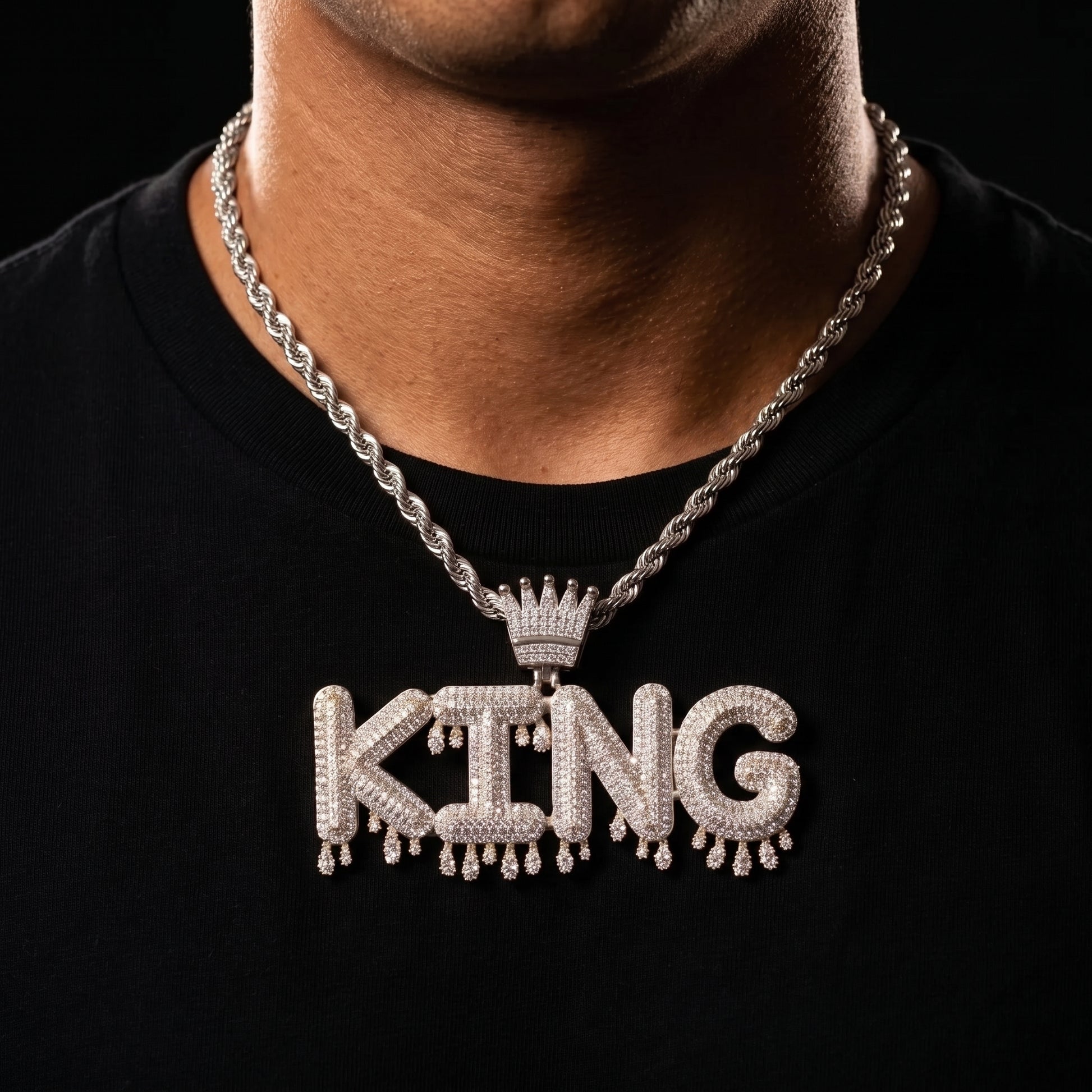 Crowned Drip Custom Letter Pendant - Different Drips