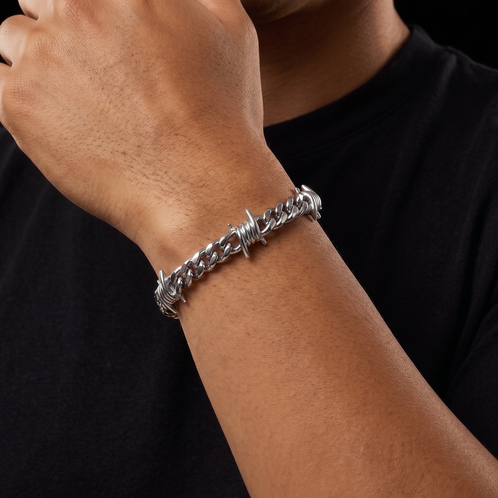 Barbed Wire Cuban Link Bracelet - Different Drips