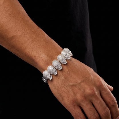 S925 Moissanite Skull Cuban Prong Link Bracelet - Different Drips