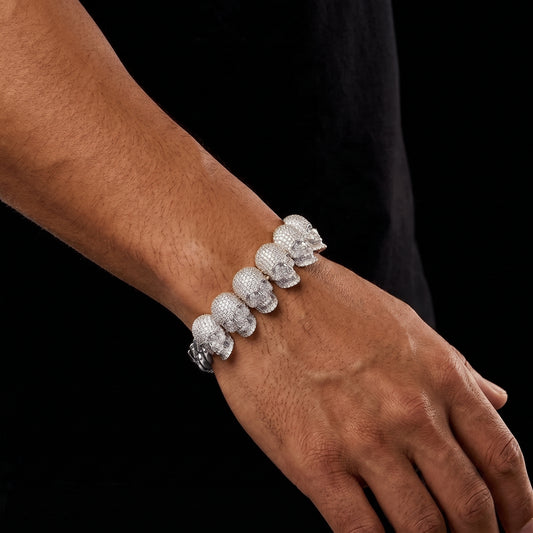 S925 Moissanite Skull Cuban Prong Link Bracelet - Different Drips
