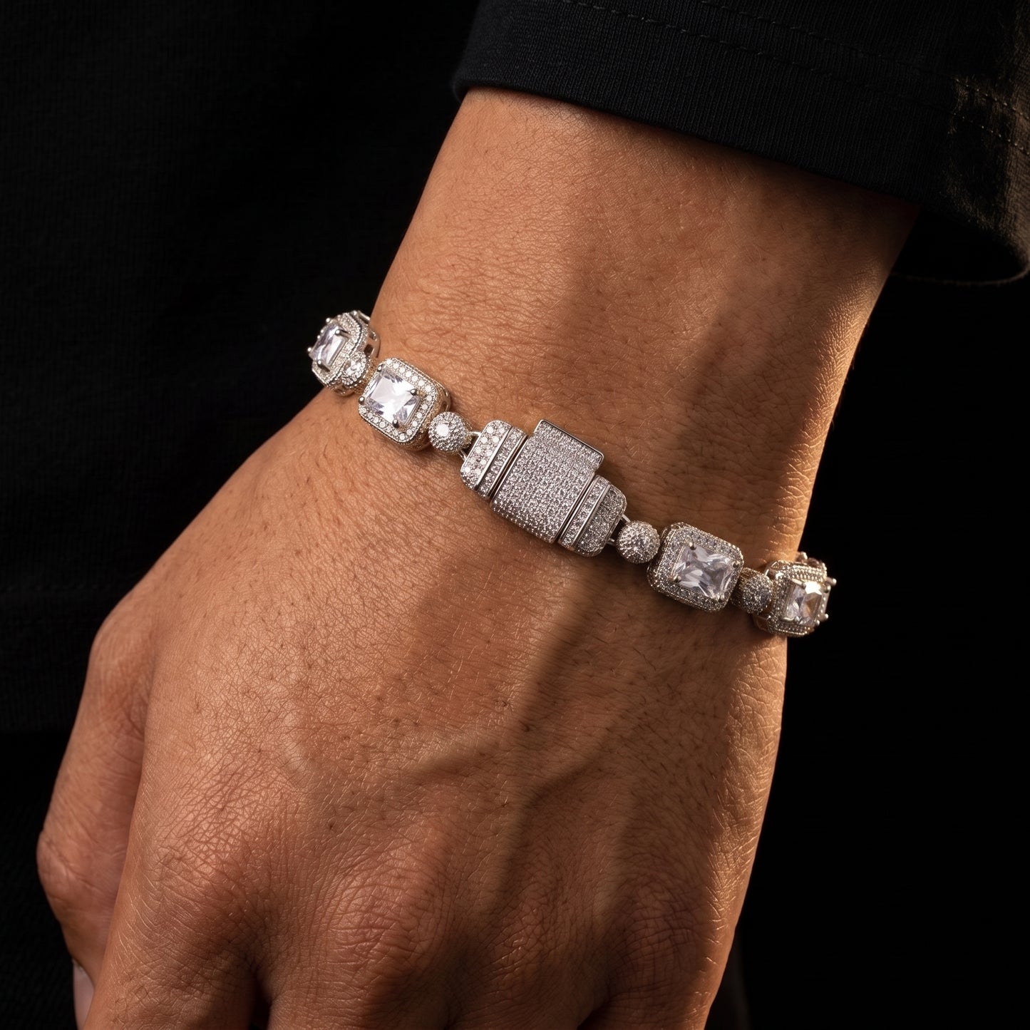 8mm Baguette Halo Iced Tennis Bracelet