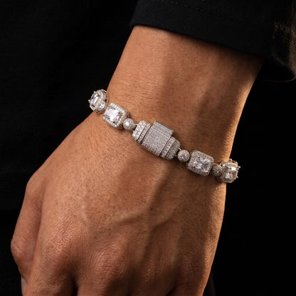 8mm Baguette Halo Iced Tennis Bracelet