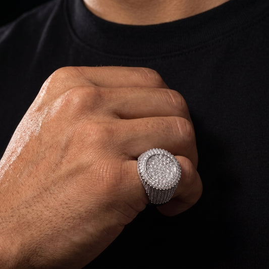 Iced Round Cluster Pavé Ring - Different Drips