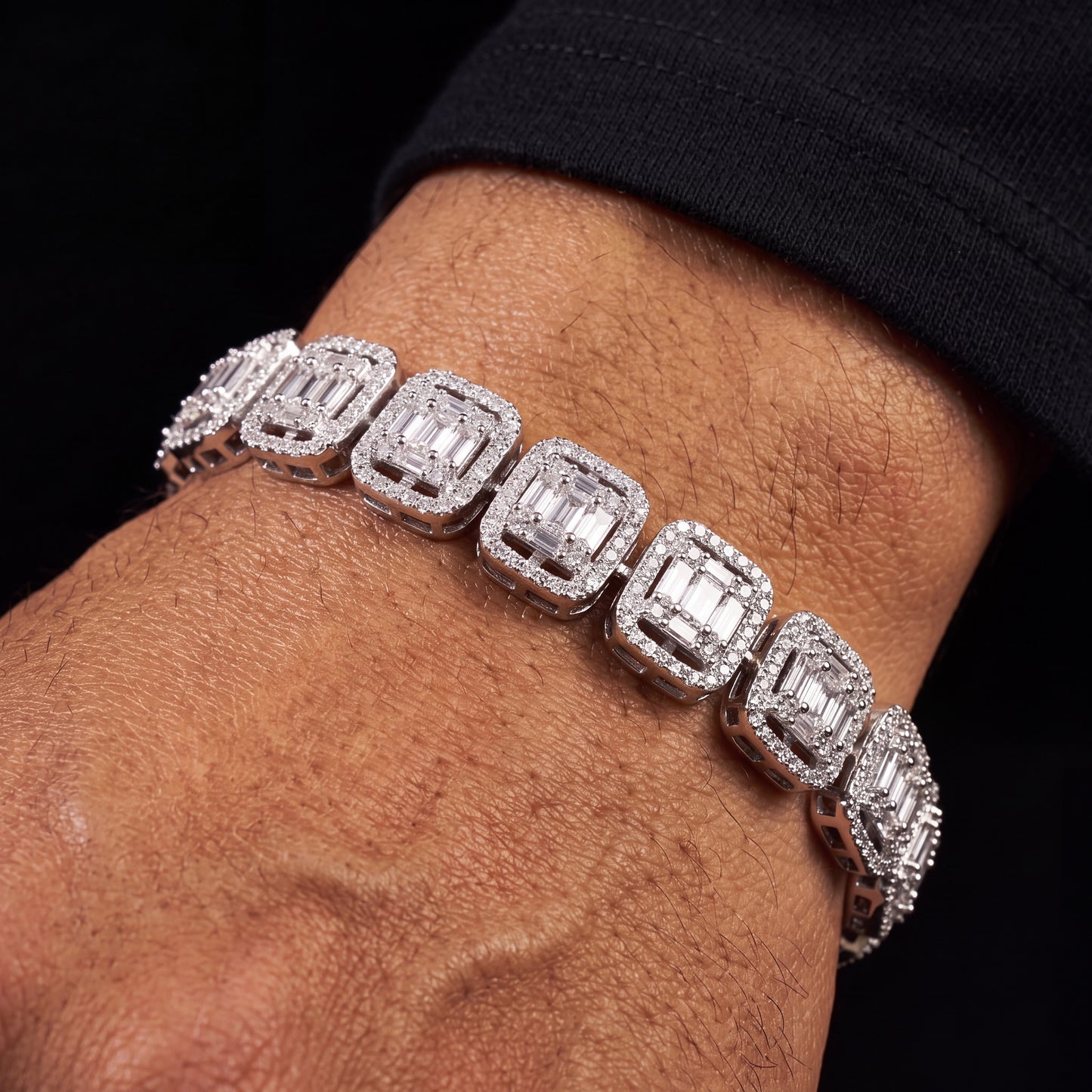12mm Clusted Baguette Tennis Bracelet - Different Drips