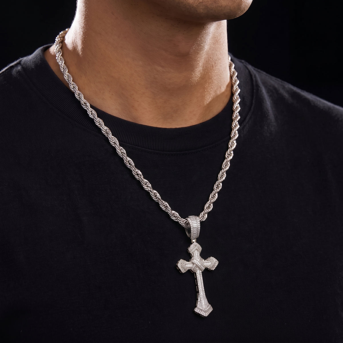 Baguette Cross Pendant - Different Drips