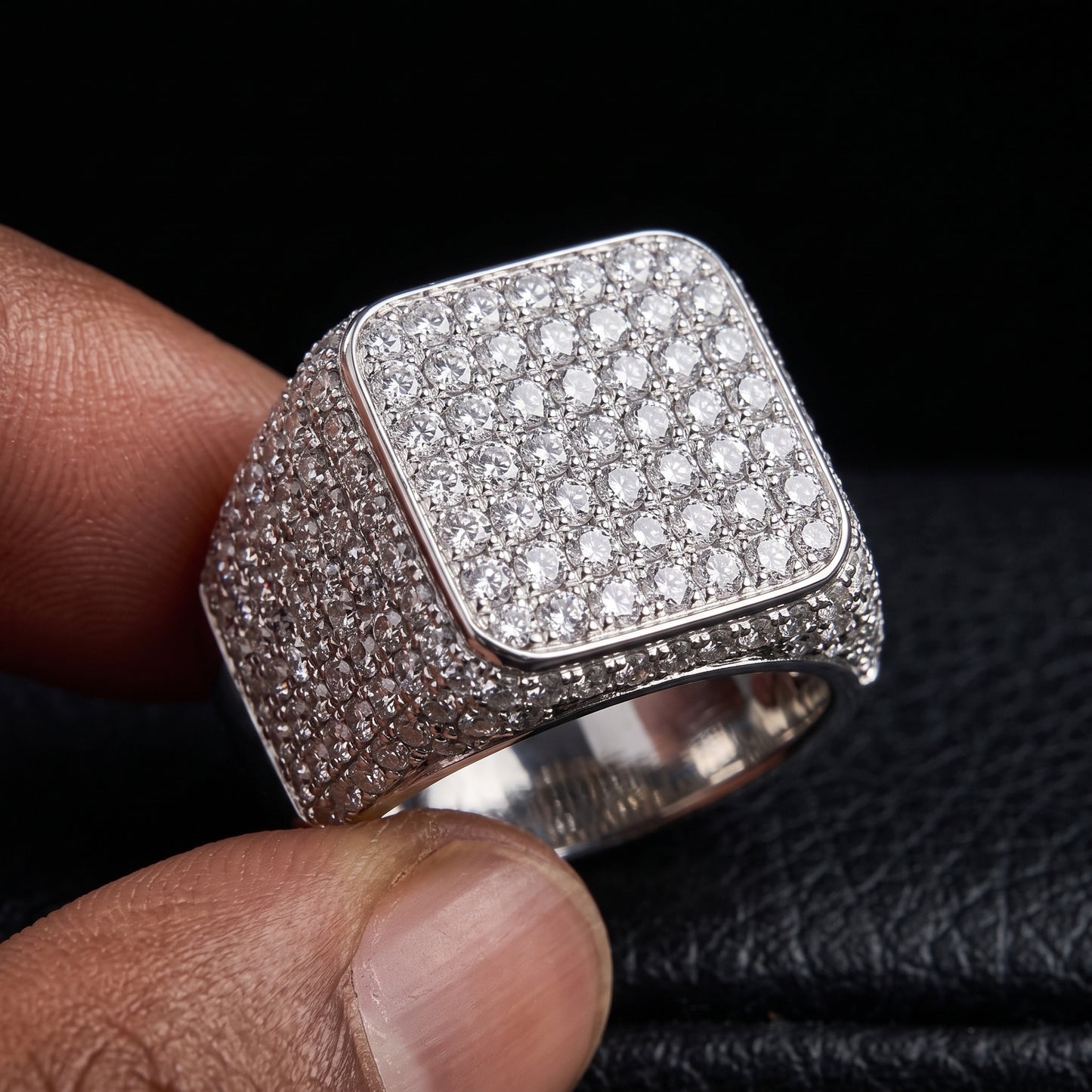 Iced Out Square Signet Ring - Different Drips