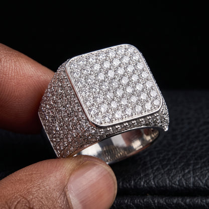 Iced Out Square Signet Ring - Different Drips