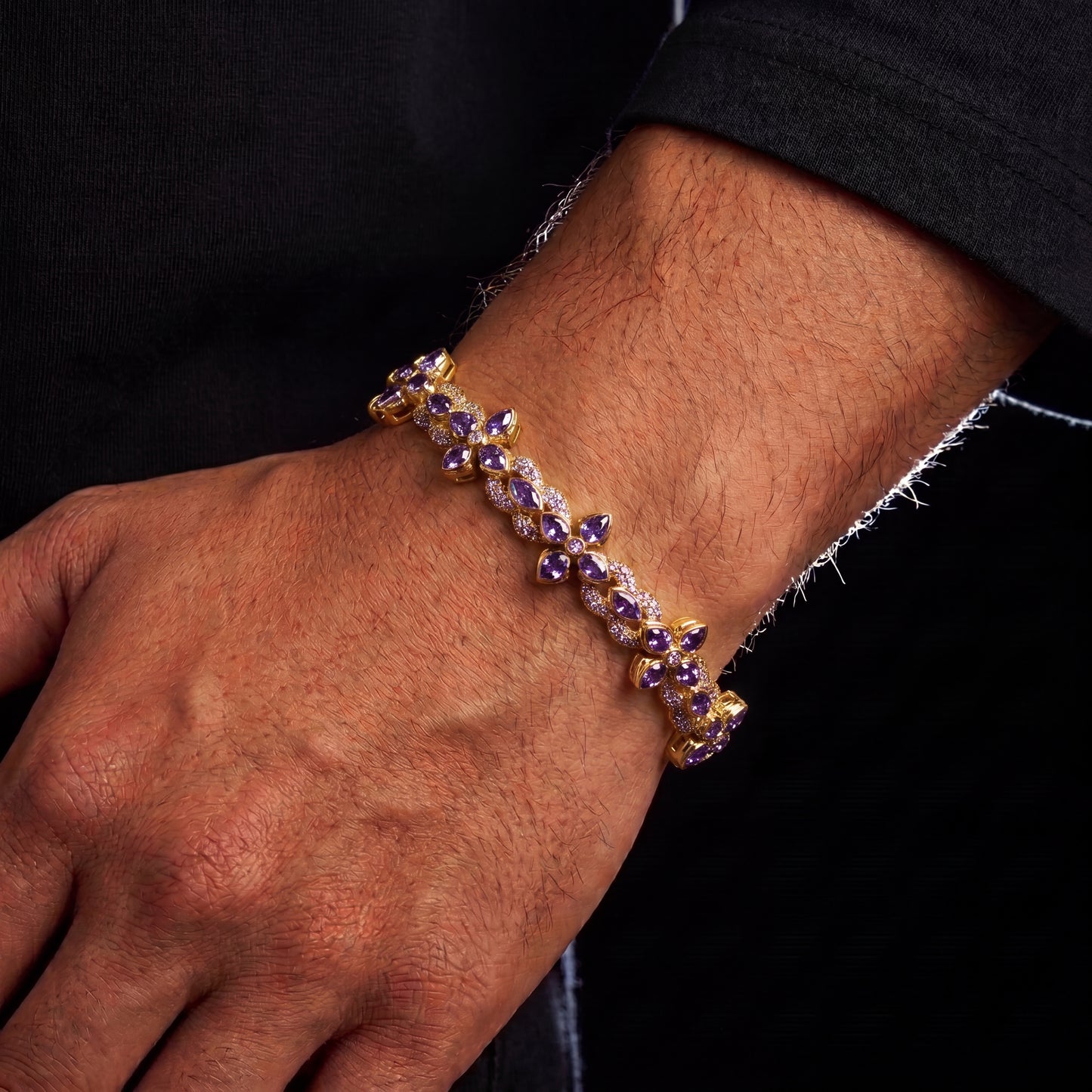 S925 Moissanite Purple Floral Tennis Bracelet - Different Drips