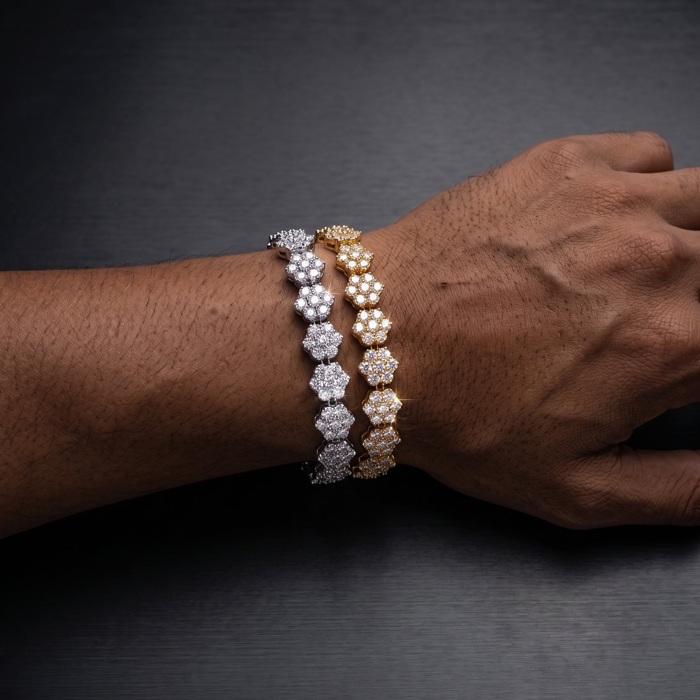 S925 Moissanite Honeycomb Link Bracelet - Different Drips