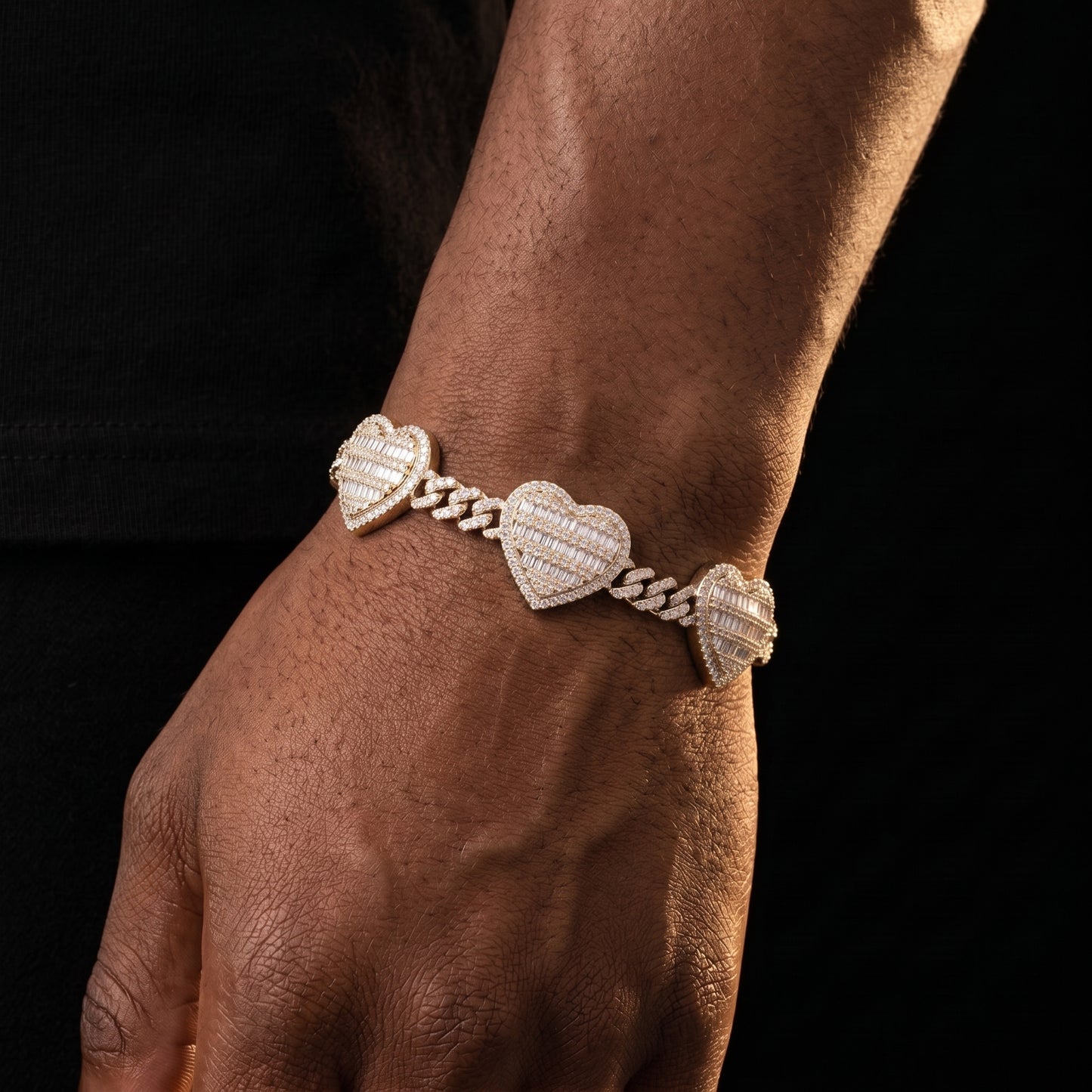 S925 Moissanite Heart Cuban Link Bracelet - Different Drips