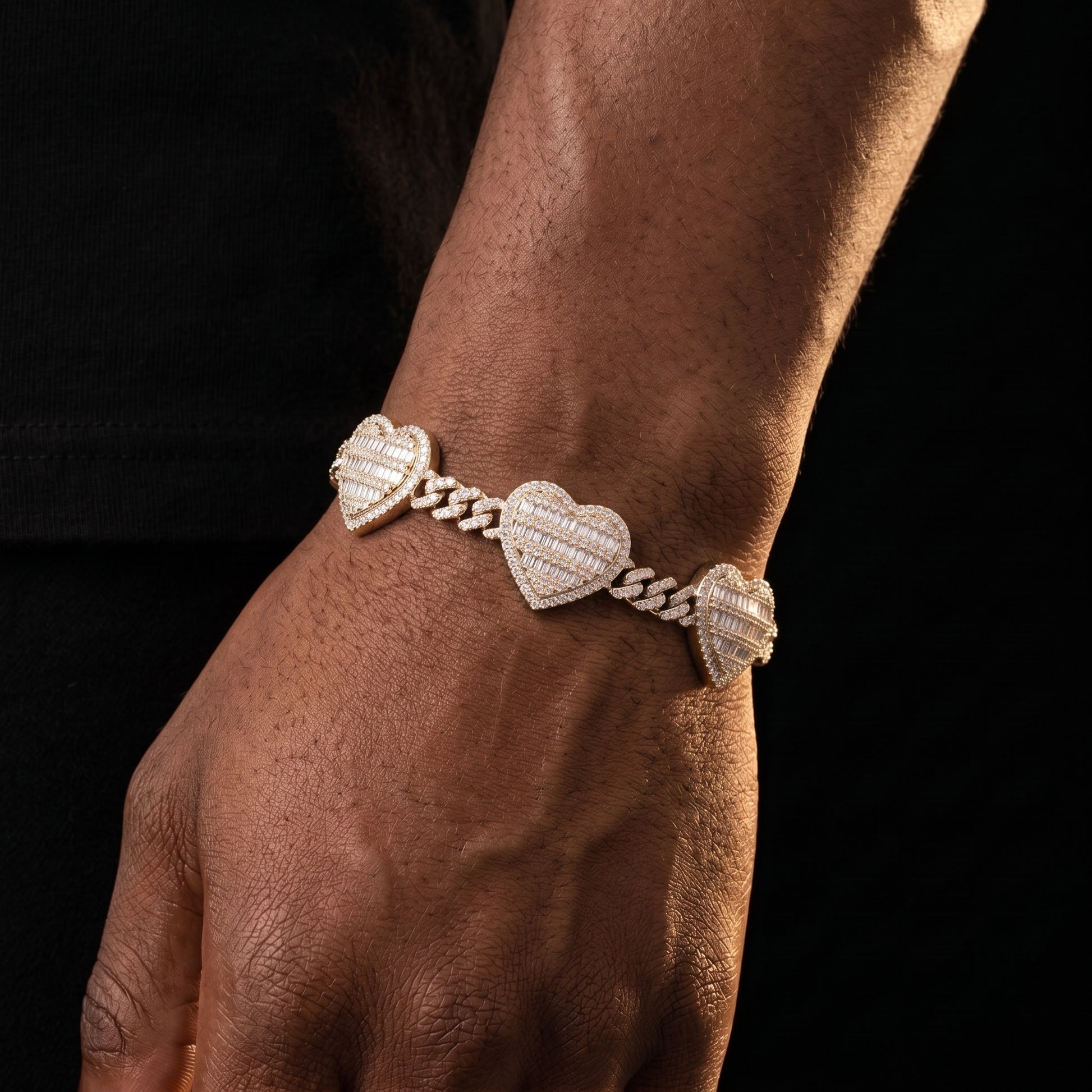 S925 Moissanite Heart Cuban Link Bracelet - Different Drips